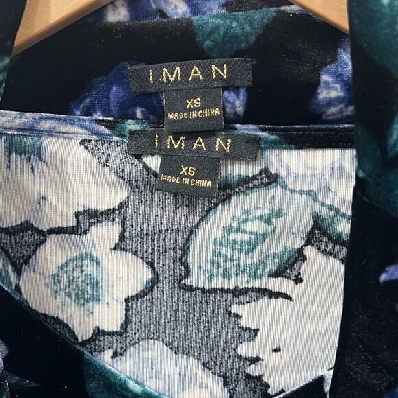 Iman 2 piece velvet blue floral blazer top xs - Picture 5 of 10